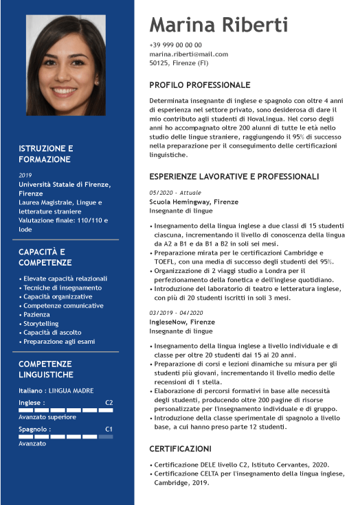 Modelli Di Curriculum Vitae Personalizzati Da Scaricare