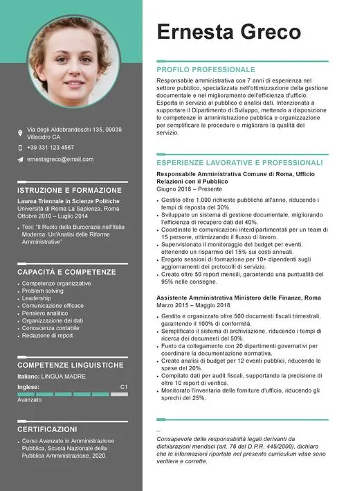 autocertificazione curriculum