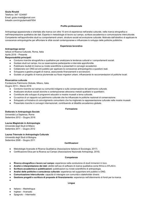 curriculum antropologo