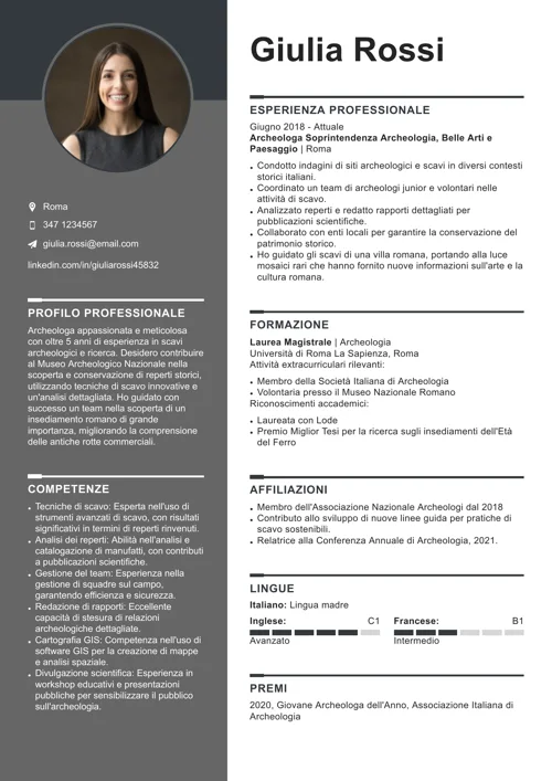 curriculum archeologo