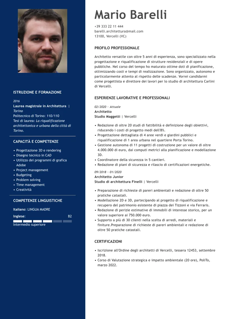 curriculum architetto