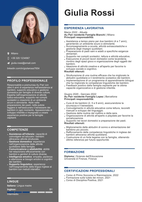 curriculum au pair