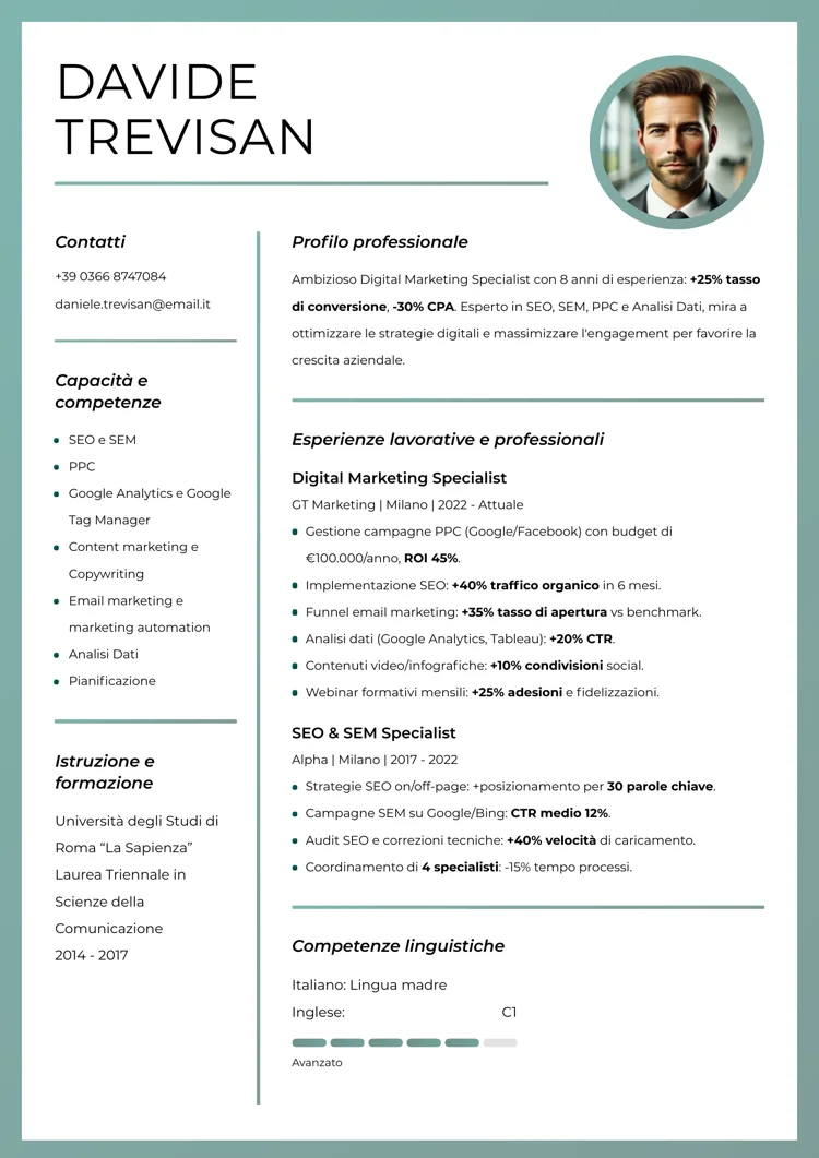 curriculum breve originale