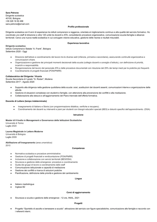 curriculum dirigenti scolastici