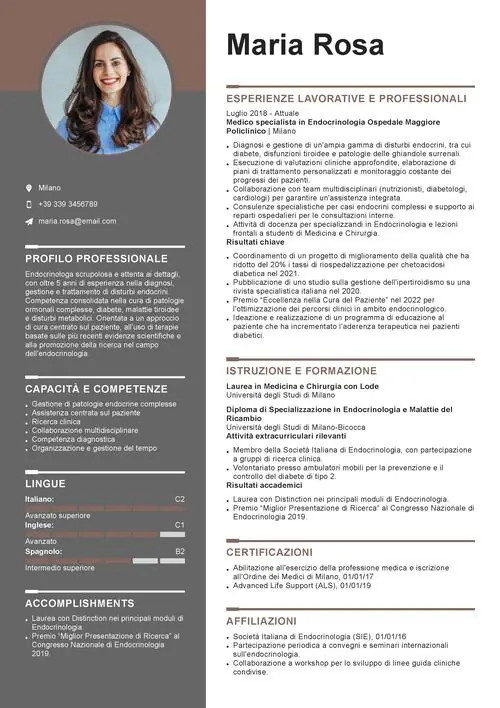 curriculum endocrinologo