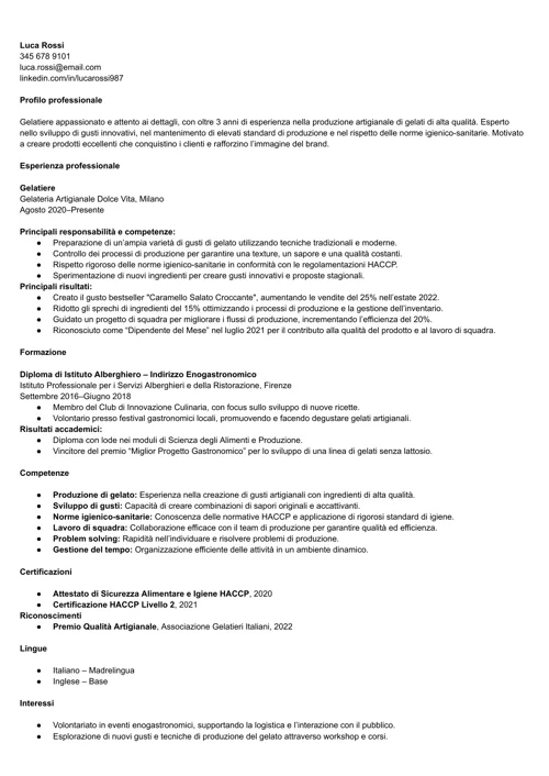 curriculum gelatiere