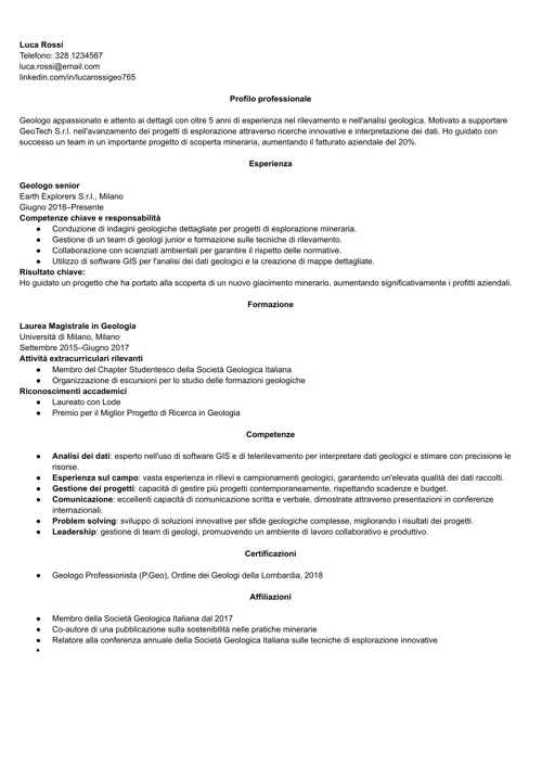 curriculum geologo