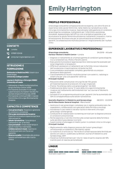 curriculum ginecologo