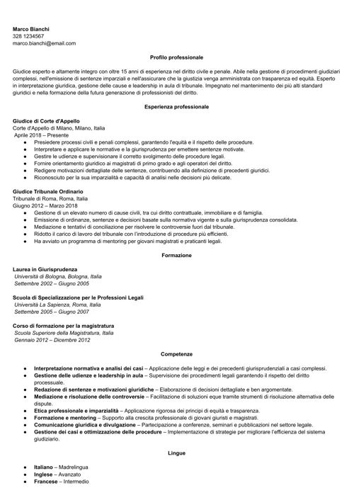 curriculum giudice