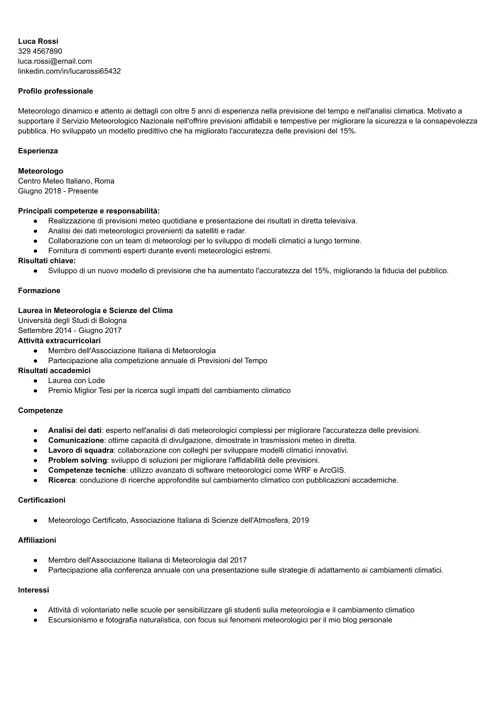 curriculum meteorologo