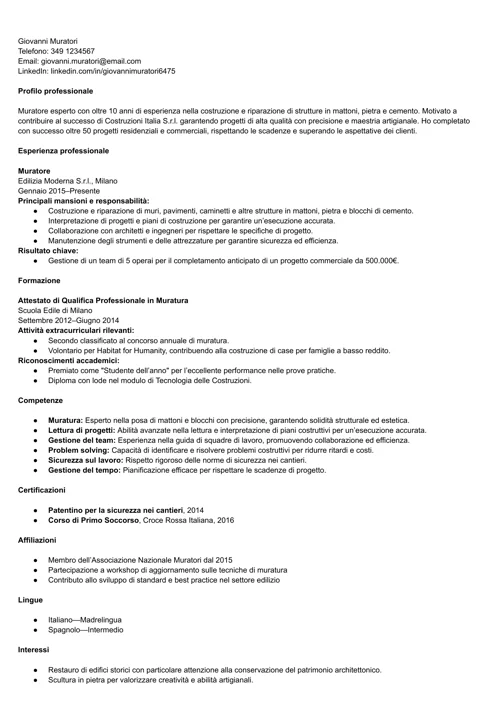 curriculum muratore