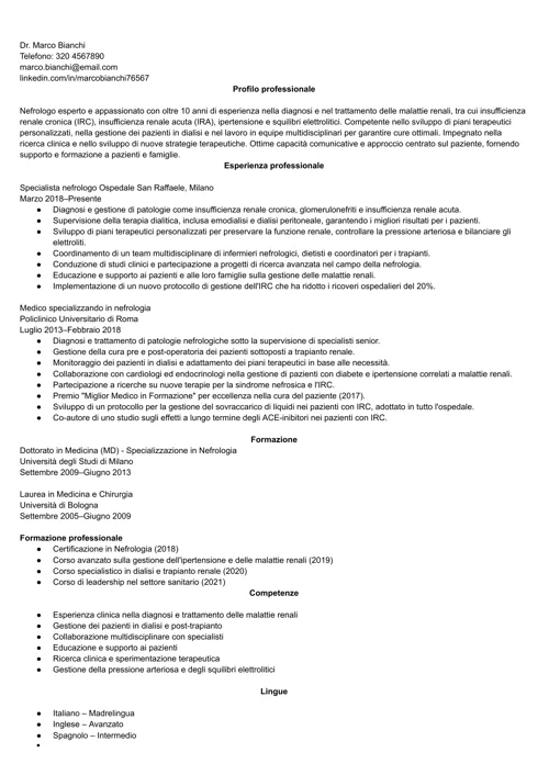 curriculum nefrologo