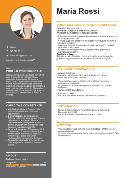 curriculum ostetrica