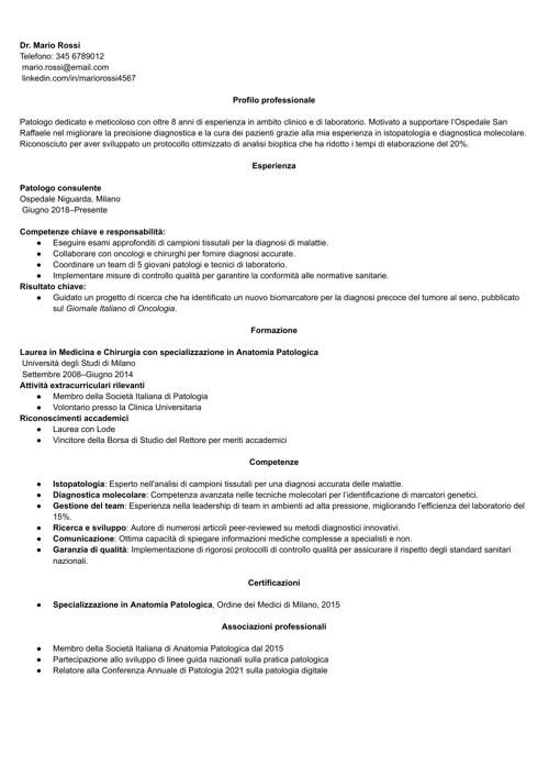 curriculum patologo
