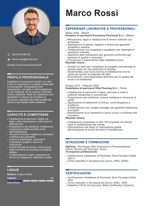 curriculum posatore pavimenti
