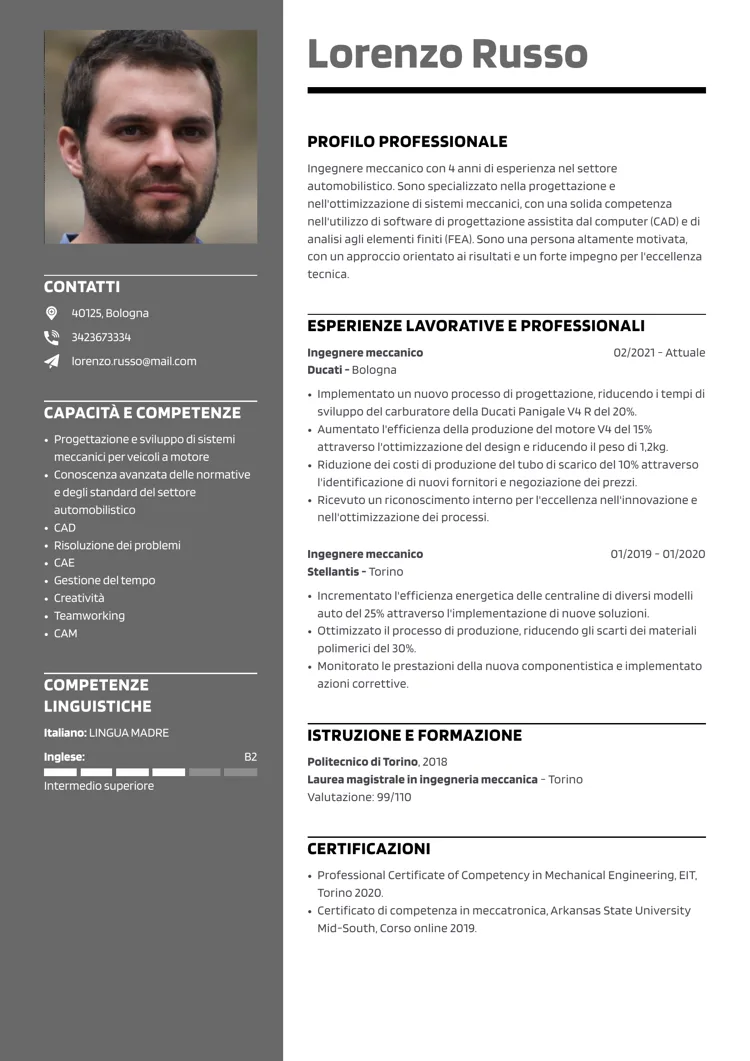 curriculum professionale