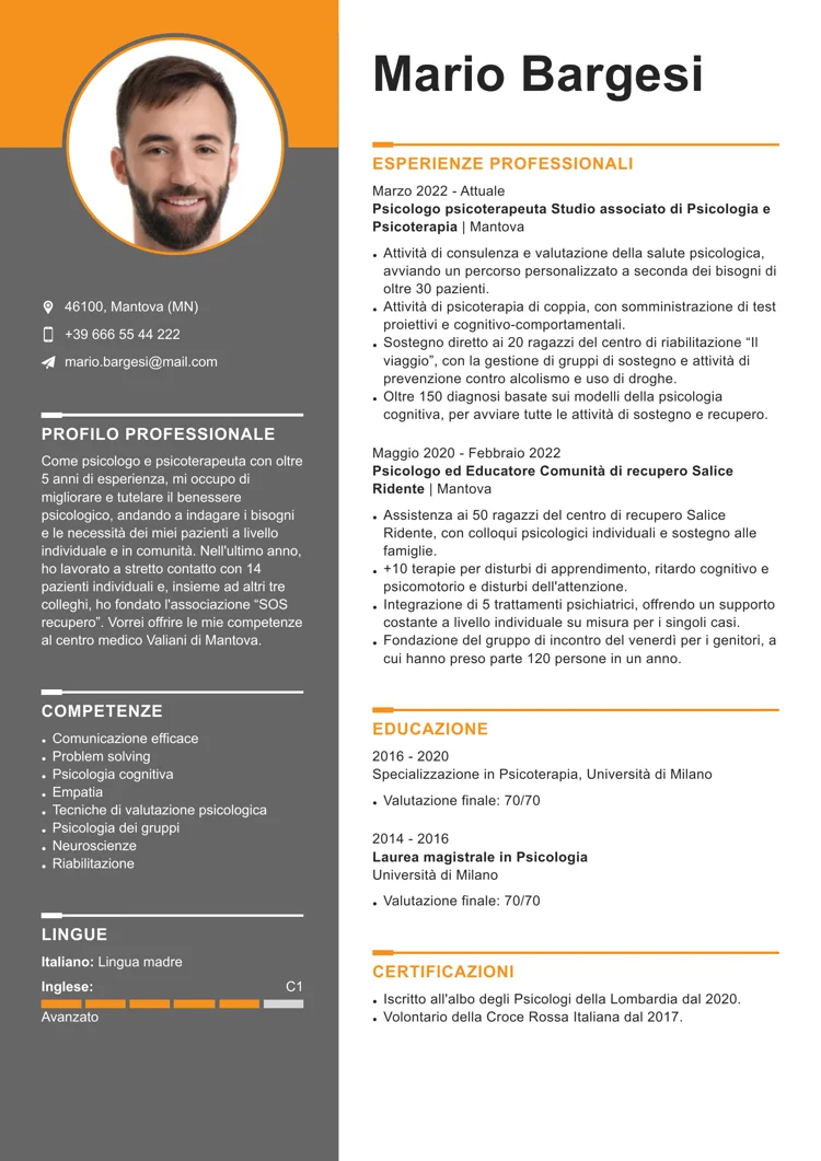 curriculum psicologo
