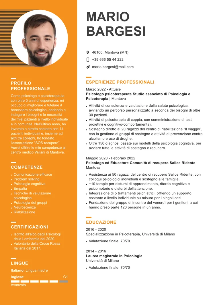 curriculum psicologo