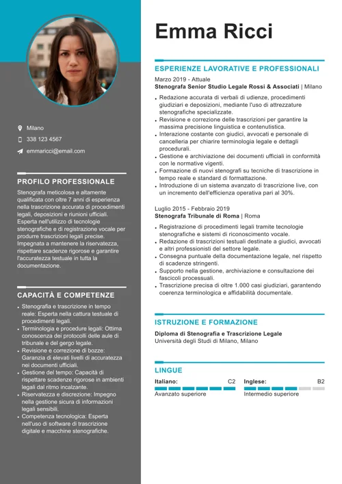 curriculum stenografo