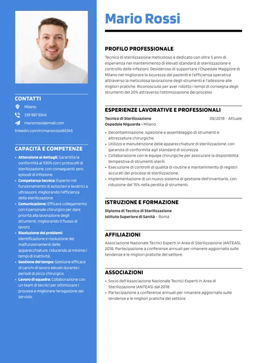 curriculum tecnico sterilizzazione