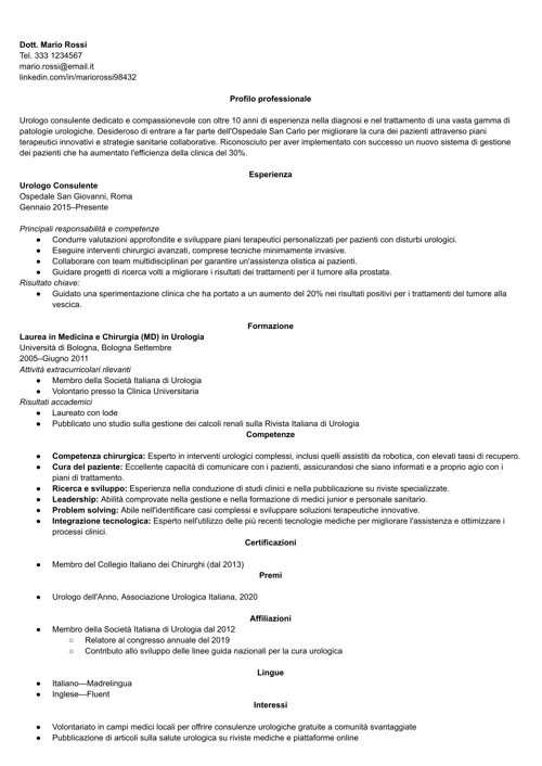 curriculum urologo