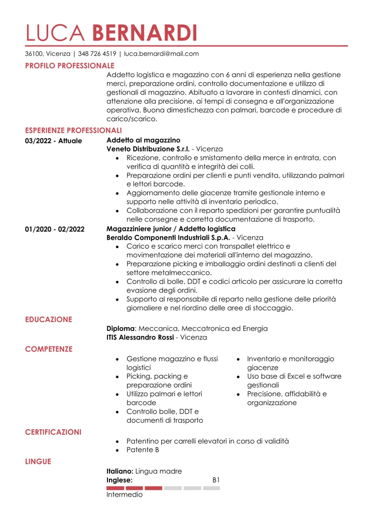 Curriculum editabile Moderno 2