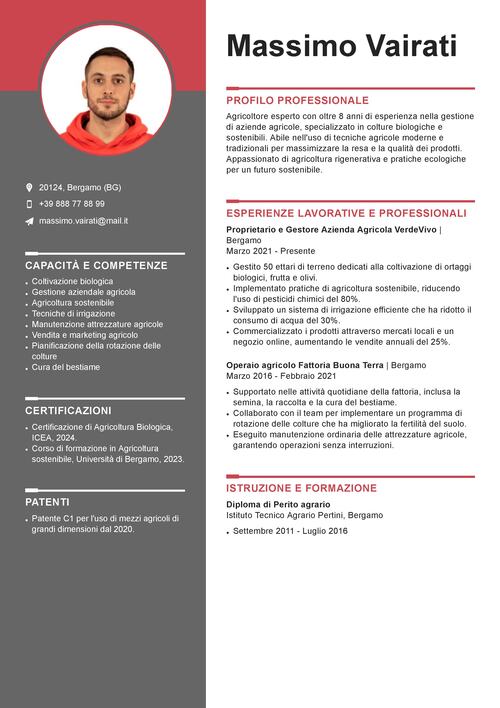 Esempio di curriculum vitae da agricoltore