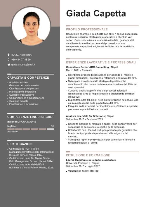 Esempio di curriculum vitae da consulente