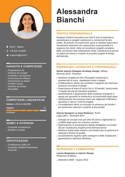 esempio di curriculum vitae