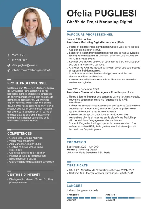 CV in francese
