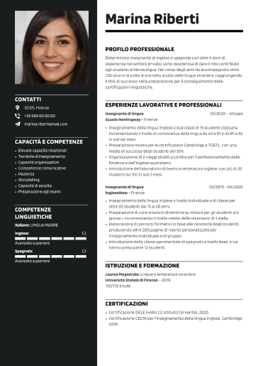 cv in stile tradizionale