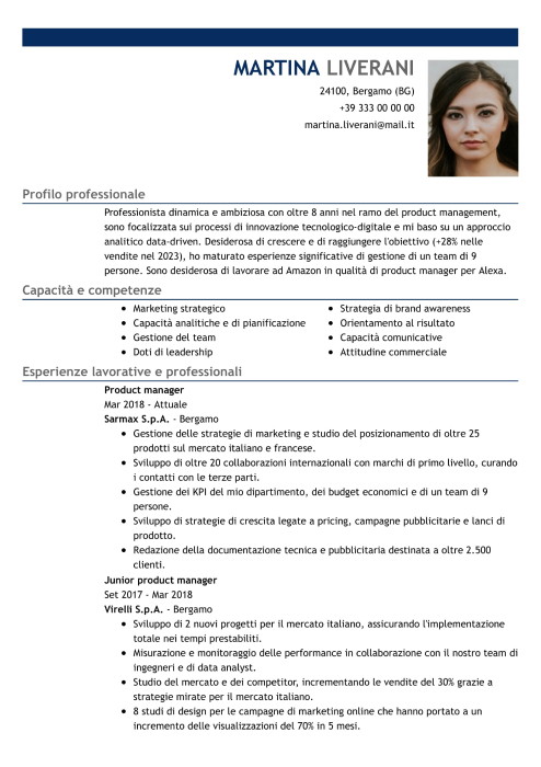 esempio di Amazon curriculum