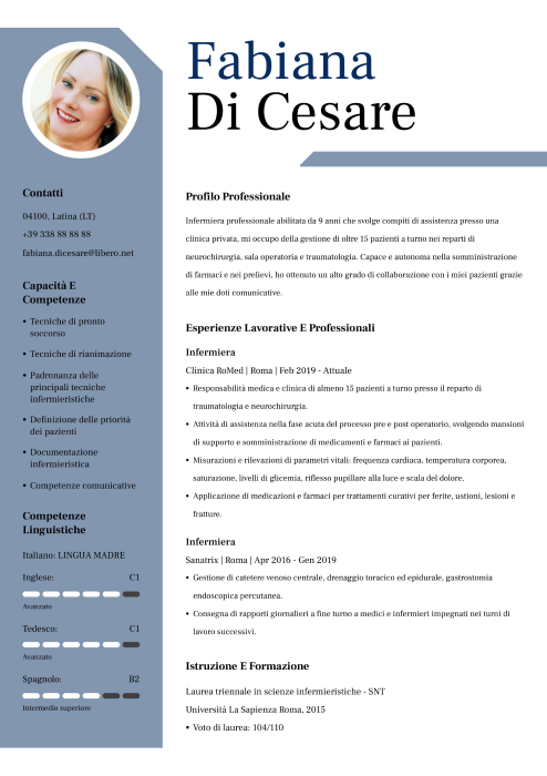 esempio di curriculum infermiere