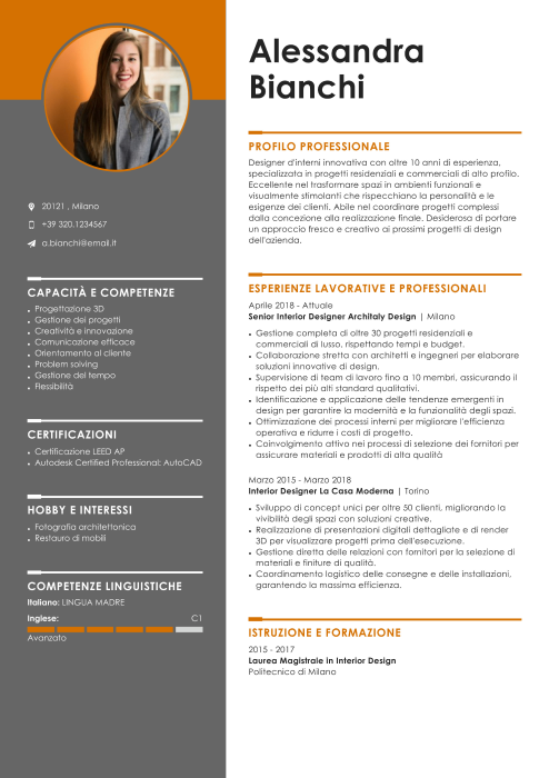 esempio di curriculum graphic designer