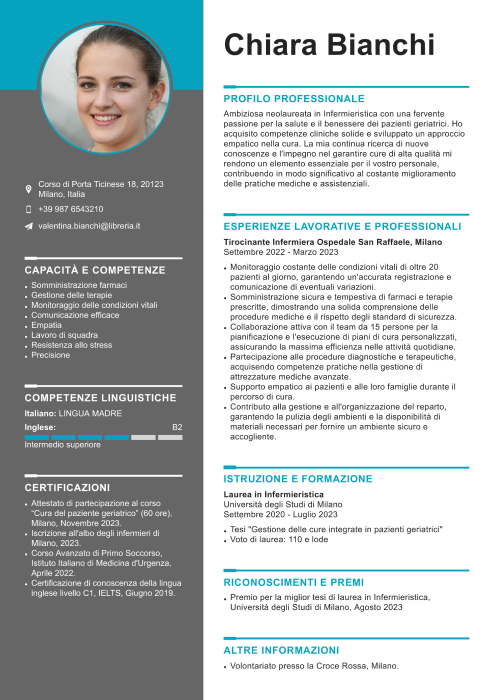 esempio di CV neolaureato