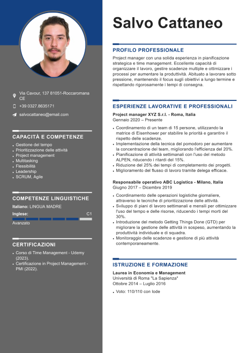 esempio di CV project manager