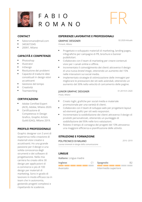 esempio di curriculum graphic designer