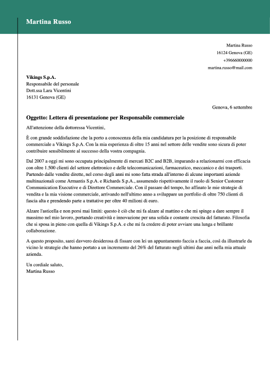 lettera di presentazione creativa azzurra