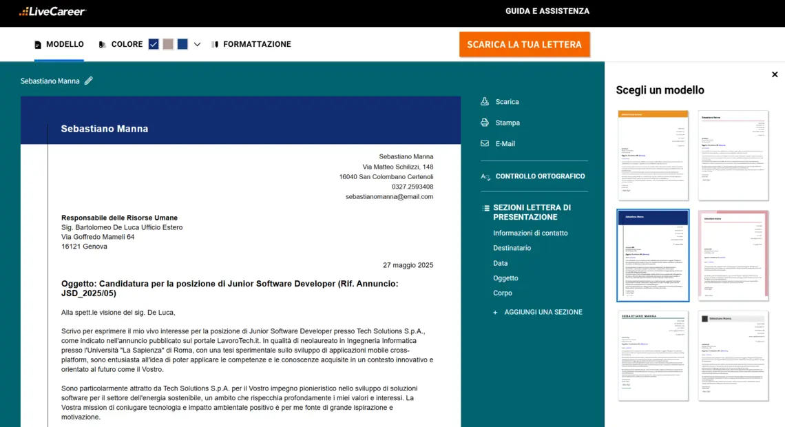  lettera di presentazione neolaureato