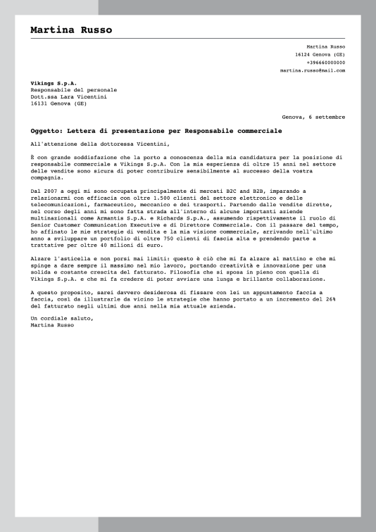  lettera di presentazione moderna arancione