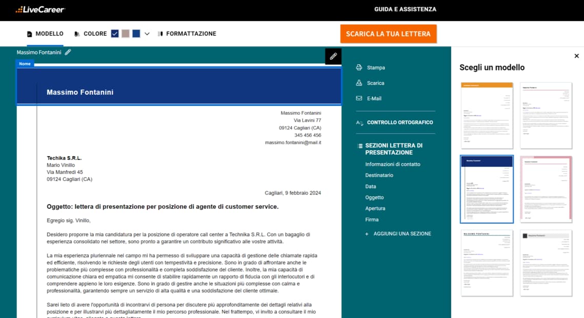 Esempio di lettera di presentazione per il call center