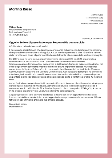 modello di lettera di presentazione creativo