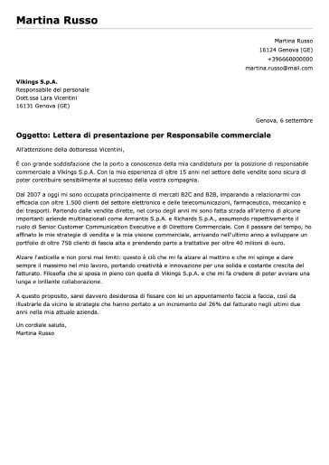 modello di lettera di presentazione tradizionale