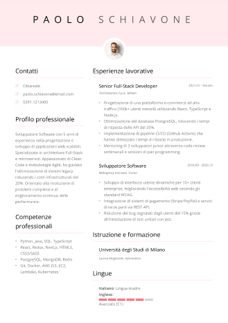 modello di curriculum vitae creativo