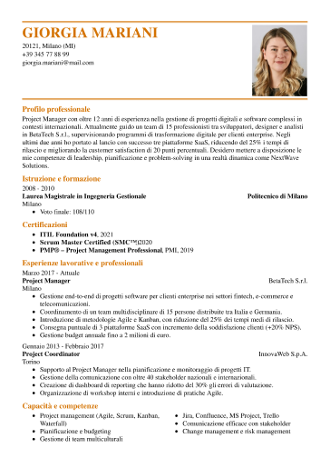 Curriculum vitae professionale LiveCareer