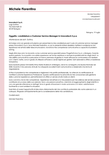 lettera di presentazione online creativa