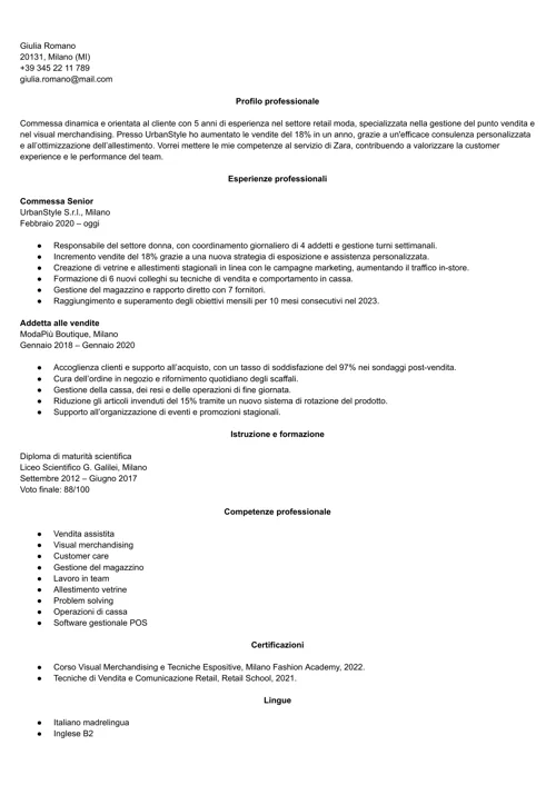 Zara curriculum